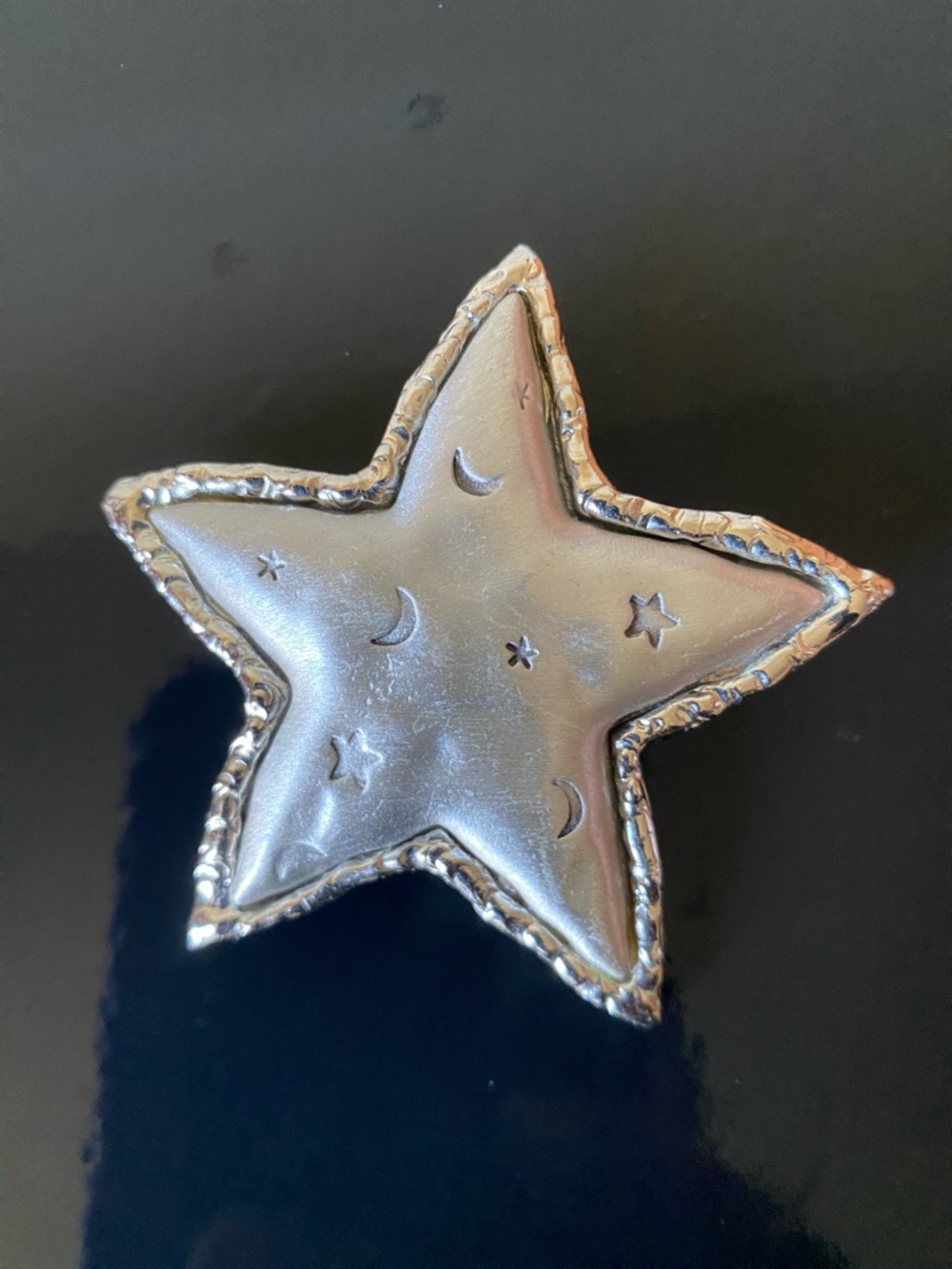 JJ Jonette celestial star moon silver tone brooch